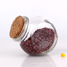 Glass kitchen 350ml food storage jar with cork lid for honey candy cookie coffee bean
